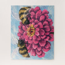 Quebra-cabeça Zinnia e Abelhas