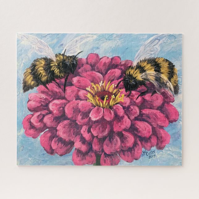 Quebra-cabeça Zinnia e Abelhas (Horizontal)