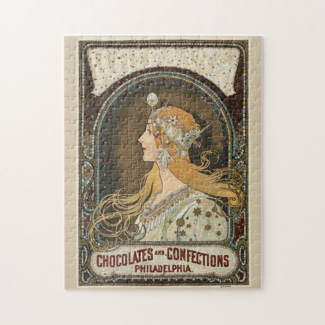 Quebra-cabeça Zodiac (1896) apresentada por Alphonse Mucha. (Vertical)