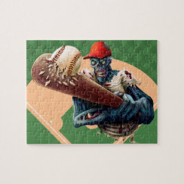 Quebra-cabeça Zombie do Halloween Jogador de Baseball Engraçado