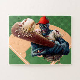 Quebra-cabeça Zombie do Halloween Jogador de Baseball Engraçado