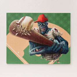 Quebra-cabeça Zombie do Halloween Jogador de Baseball Engraçado