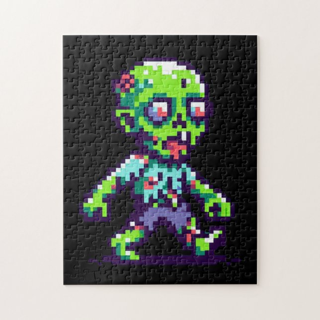 Quebra-cabeça Zombie Halloween engraçado de 8 bits (Vertical)