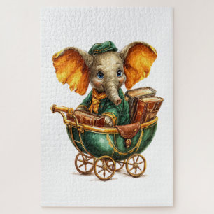 Quebra-cabeças de Elefante Verde Dourado Fofos