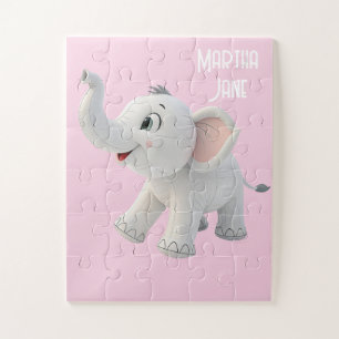 Quebra-cabeças Elefante Branco Fofos 