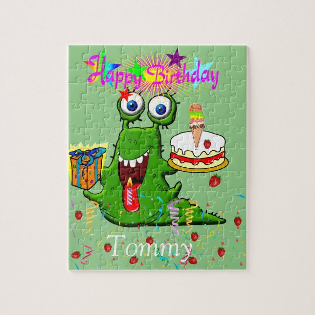 Quebra-cabeças Feliz Aniversário Monstro Verde (Vertical)