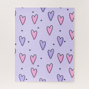 Quebra-cabeças Roxo Corações Rosas Feliz Dia dos N