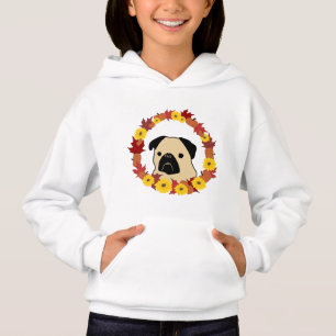 Quebra de Pug com Folhas, Pumpkins e Girassóis