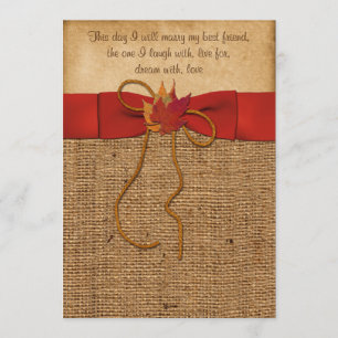 Quebra Folhas FAUX Burlap, Convite de casamento - 