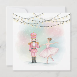 Quebra-Nozes Rosa e Bailarina Cartão de Natal