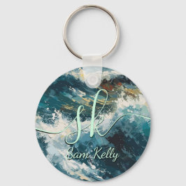 Quebrando ondas de praia Chaveiro personalizado