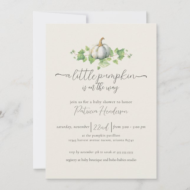 Queda Abóbora Chá de fraldas Gênero Convite Neutro (Frente)