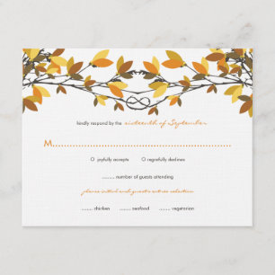 Queda Autumn Knotted Love Trees Weding RSVP Card