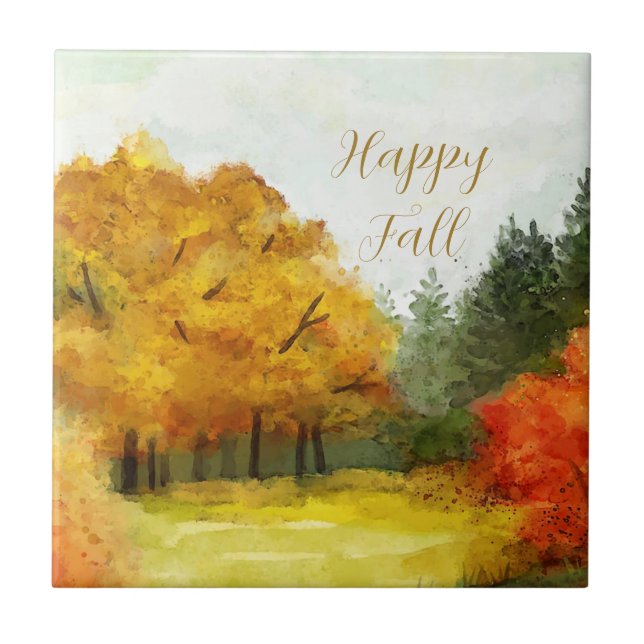 Queda de árvores de cor d'água com texto personali (Frente)