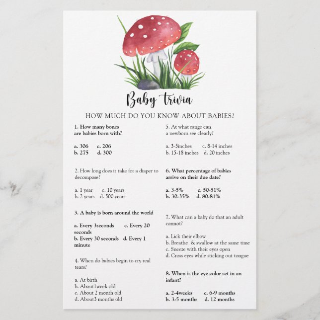 Queda de cogumelo da floresta chá de fraldas Baby  (Frente)