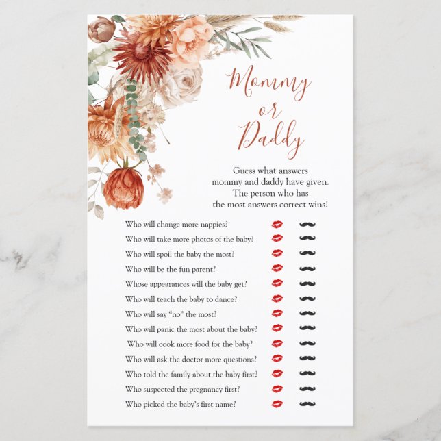 Queda de flor selvagem em Mamães ou Pais de Chá de (Frente)