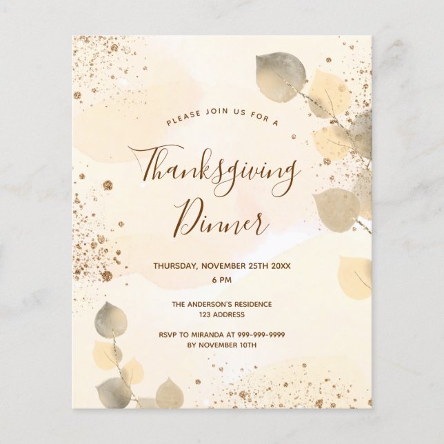 Queda do ouro do orçamento folhagem Ação de Graças (Frente)
