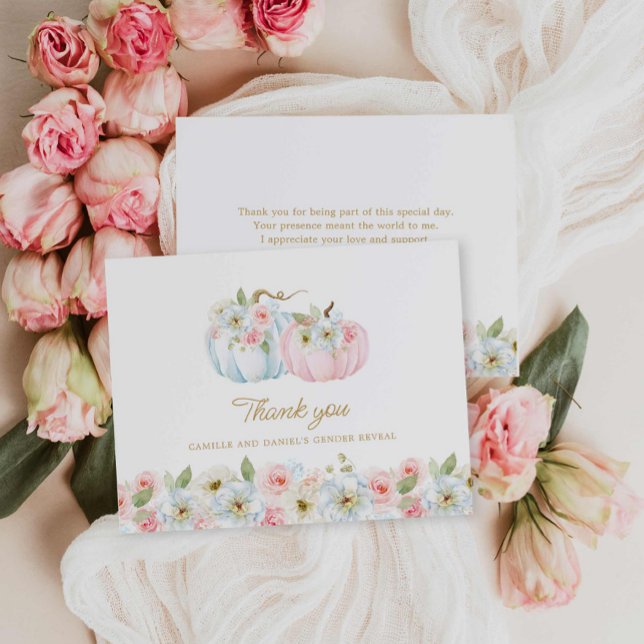 Queda do Sexo Revelar Cartões de agradecimentos de (Fall Gender Reveal Baby Shower Thank you Card)