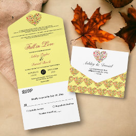 Queda Elegante Deixa Casamento Floral Amarelo Cora
