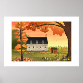 Queda Farmhouse Autumn Pumpkin Grande Impressão