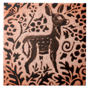 Queda floral Trivet dos cervos de cobre da jovem