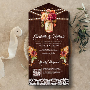 Queda Jarro Mason Floral Dália QR Code Madeira Cas