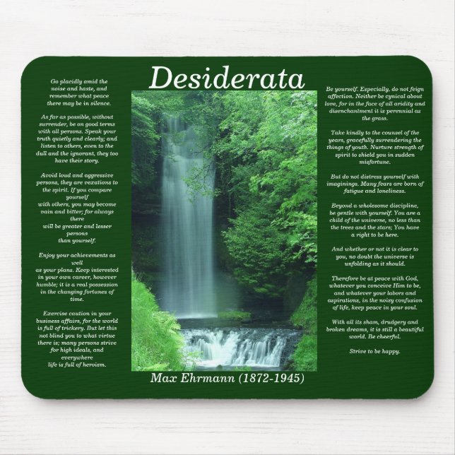 Queda Mousepad da água dos DESIDERATA (Frente)