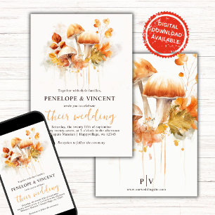 Queda no Amor Cogumelos Convite para Casamento