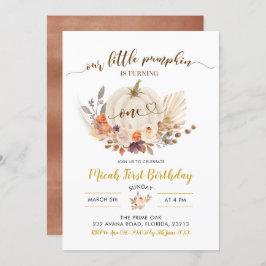 Queda Rustic Boho Pumpkin Primeiro Convite de Aniv