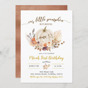 Queda Rustic Boho Pumpkin Primeiro Convite de Aniv