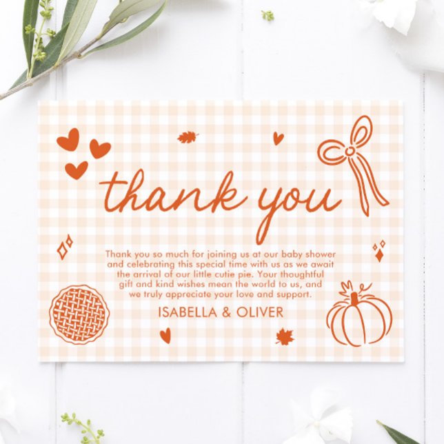 Queda Um Pequeno Cartões de agradecimentos De Pizz (Fall Whimsical A Little Cutie Pie Thank you card)