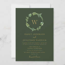 Queda Watercolor Greenery Wreath Casamento Convite