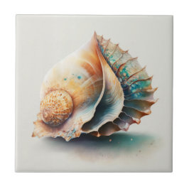 Queen Conch Shell, Watercolor, Azulejo cerâmico