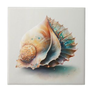 Queen Conch Shell, Watercolor, Azulejo cerâmico