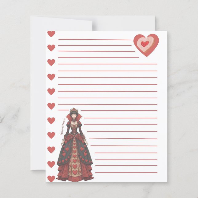 Queen of Hearts Lined Sheet with Envelope (Frente)