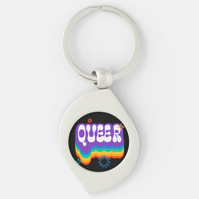 Queer. LGBT+Orgulho. Arco-íris. Chaveiro (Frente)