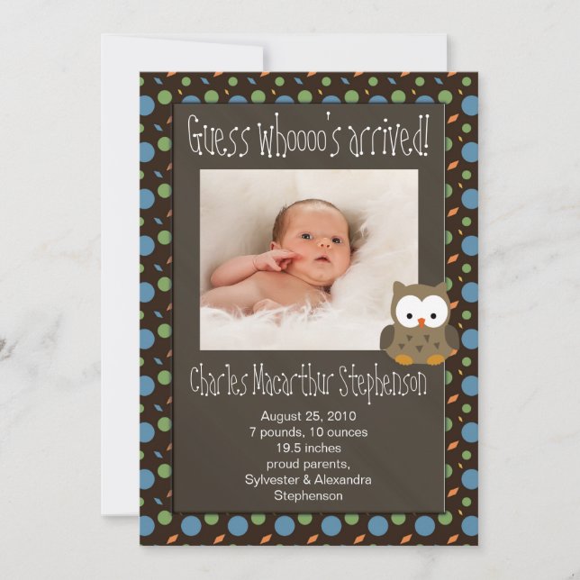 Quem Chegou Bebê Menino Anúncio de Nascimento (Frente)