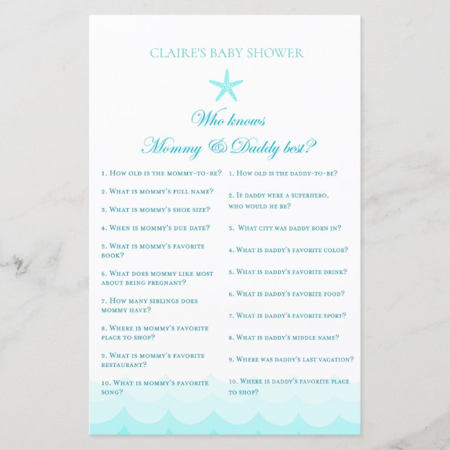 Quem conhece a mãe e o pai - Jogo Chá de fraldas (Frente)