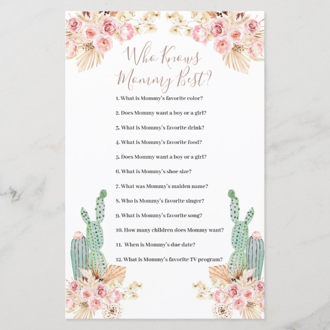 Quem Conhece A Melhor Folha De Papel Do Boho Cactu (Frente)