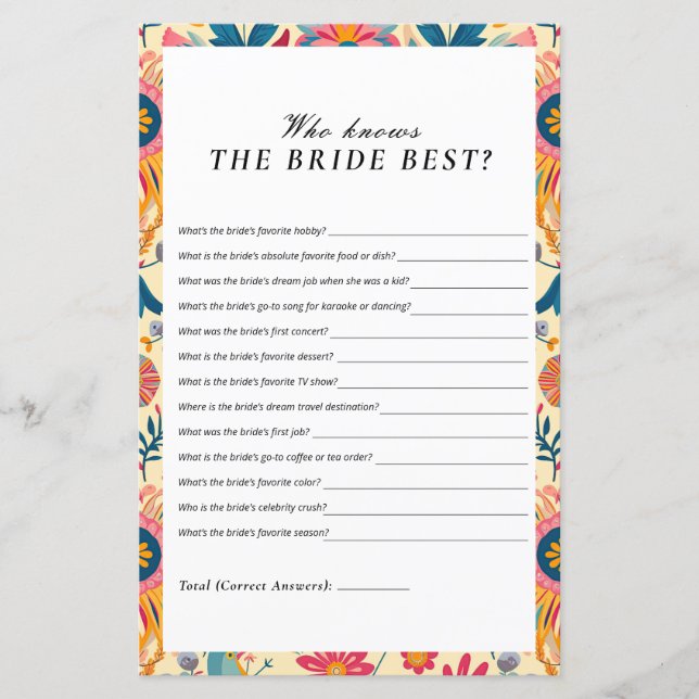 Quem conhece a noiva melhor Chá de panela mexicano (Frente)