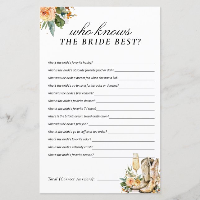 Quem conhece a noiva melhor Chá de panela ocidenta (Frente)