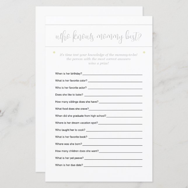 Quem Conhece Mamães Que Adivinham O Mínimo De Jogo (Frente/Verso)