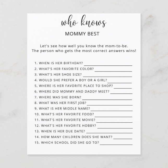 Quem conhece melhor a mamãe (Frente)