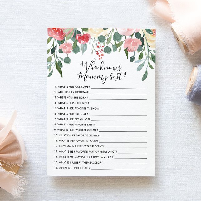 Quem conhece melhor a Mamãe? Cartão de jogo chá de (Criador carregado)