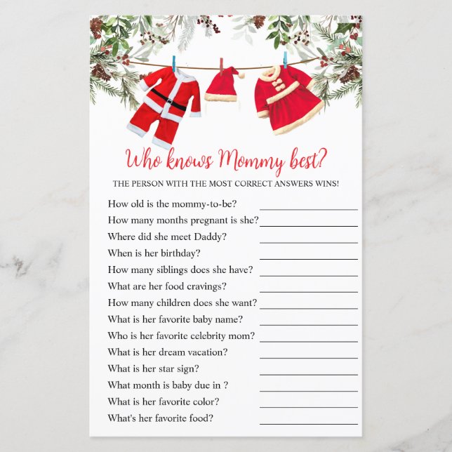 Quem conhece melhor a Mamãe Jogo de Natal (Frente)