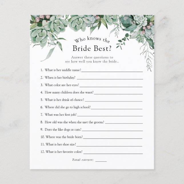 Quem Conhece Melhor a Noiva Jogo de Noiva (Frente)