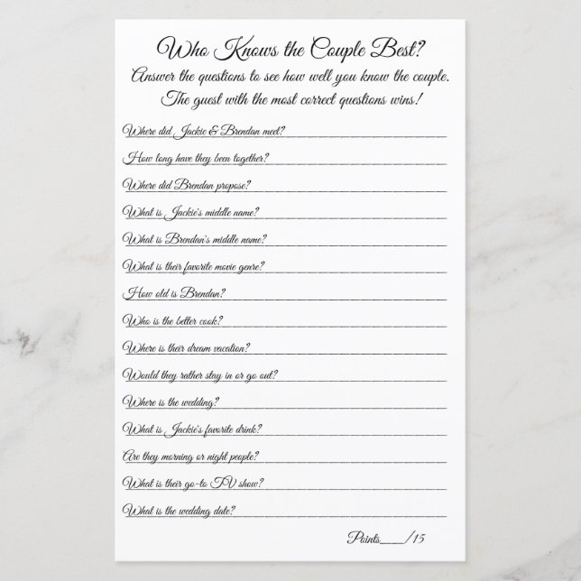 Quem conhece melhor o Casal? (Frente)