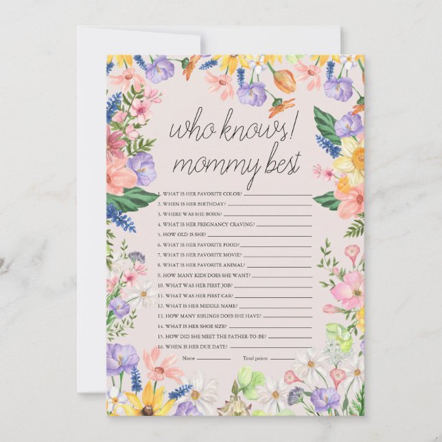 Quem Conhece O Melhor Cartão De Jogo De Chá de fra (Frente)