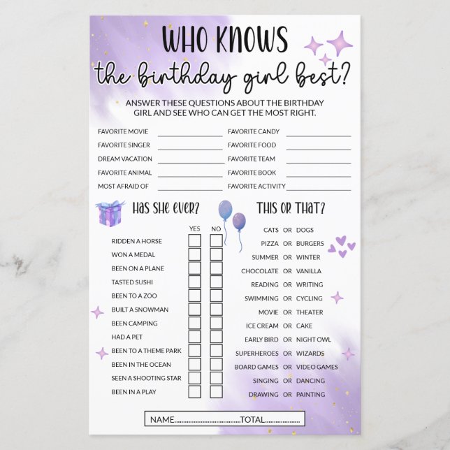 Quem Conhece O Melhor Jogo Da Rapariga De Aniversá (Frente)