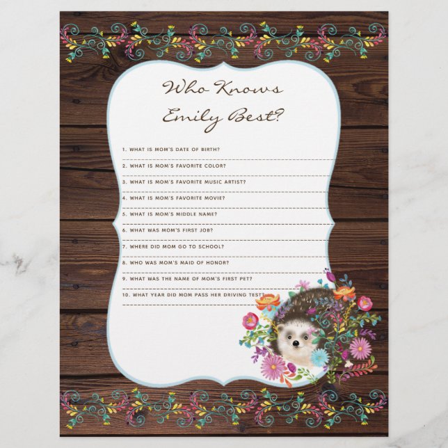 Quem Conhece O Melhor Jogo De Chá de fraldas Da Mã (Frente)